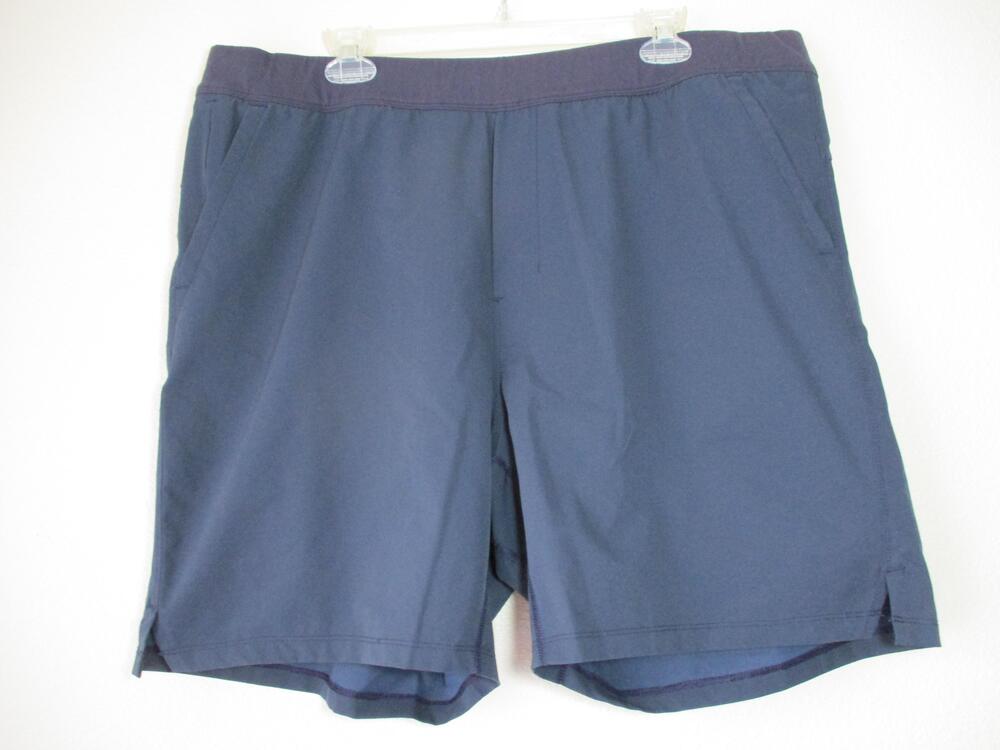 Public Rec Shorts Mens 42 Blue Lined Pull On Drawstring Zip Pocket 7 In Athletic